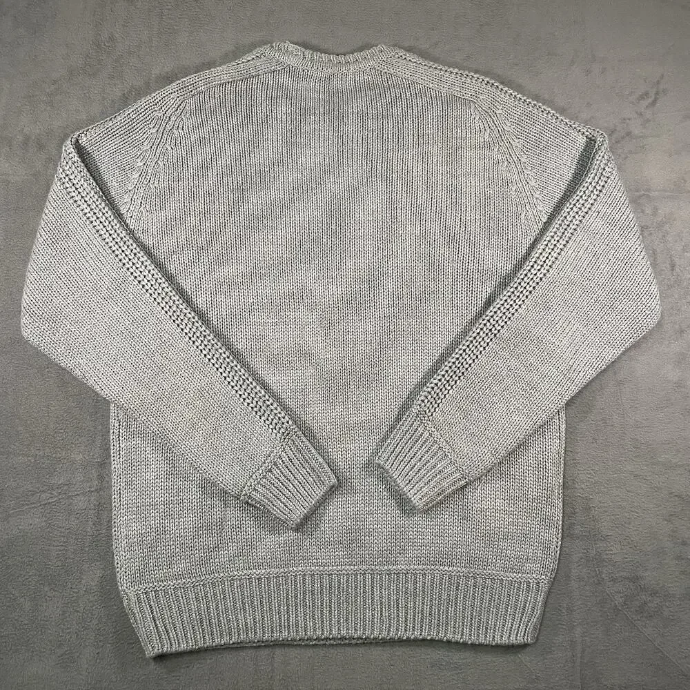 PG Field Sweater Gray Mens XL Knit Cable Crewneck Cotton Outdoor Casual